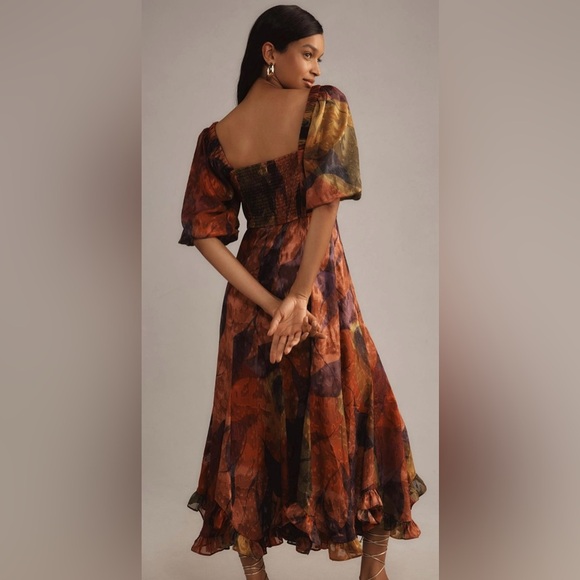 Hutch Printed Twist-Front Puff-Sleeve Ruffle-Hem Dress Size XS NWT - Picture 2 of 14